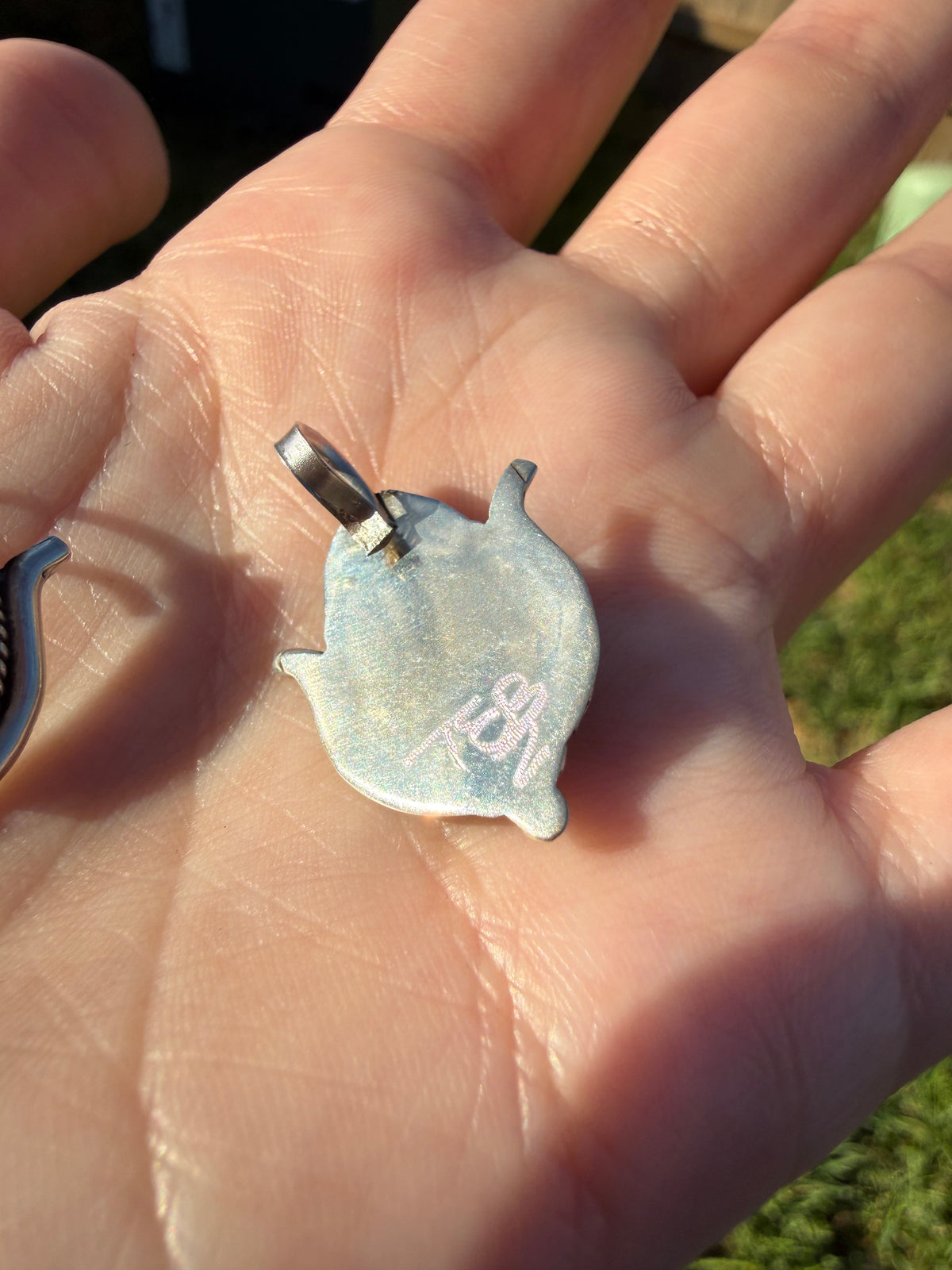 Zuni Turquoise or Spiny Corn Sterling Silver Pendant