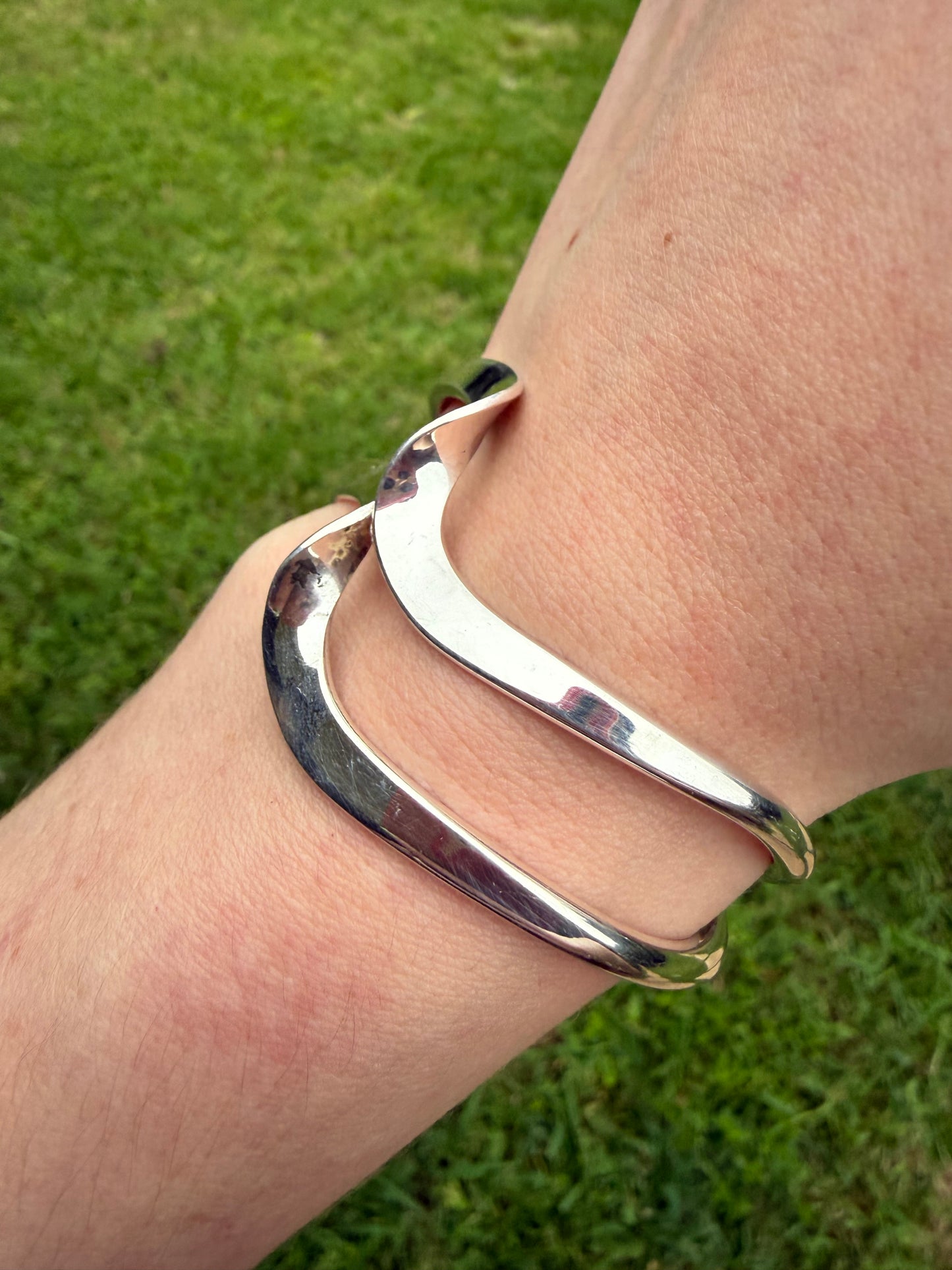 Native Sterling Silver Double Band Wave Cuff