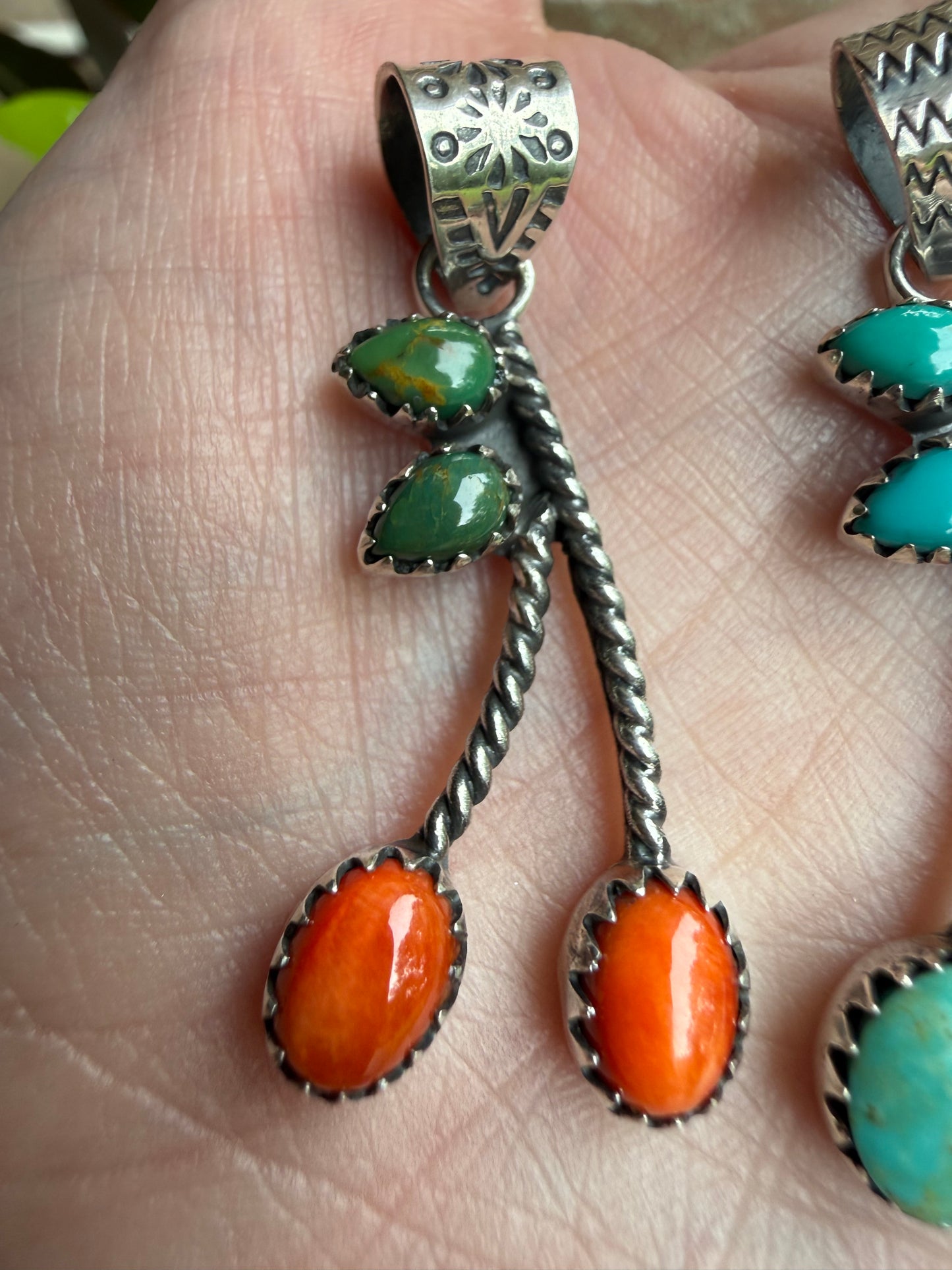 Cherry Multi Stone Sterling Silver Pendant