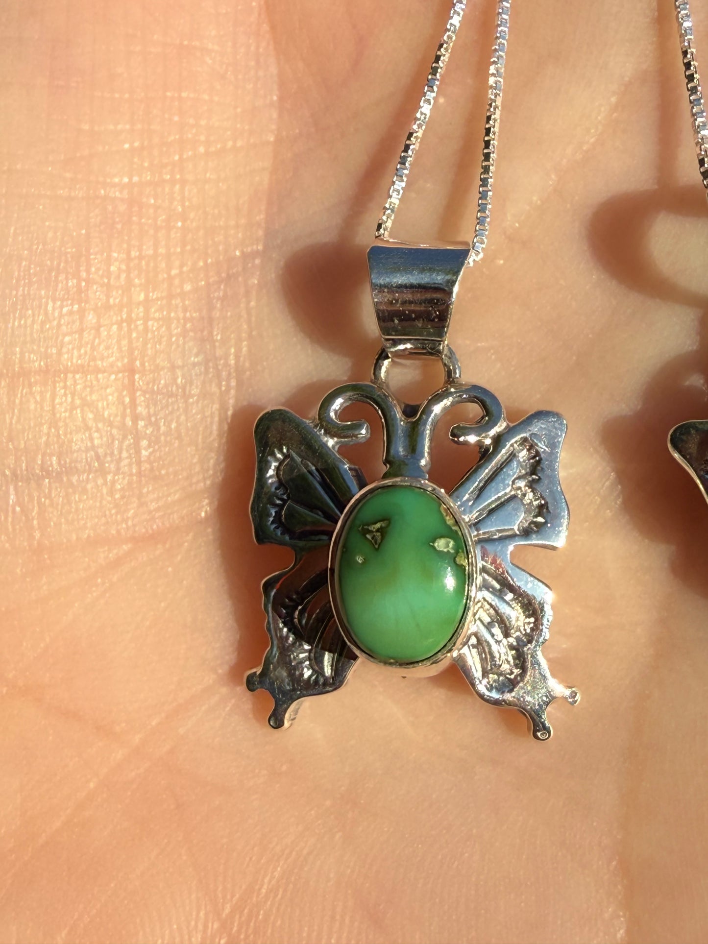 Native Turquoise Butterfly Sterling Silver Necklace