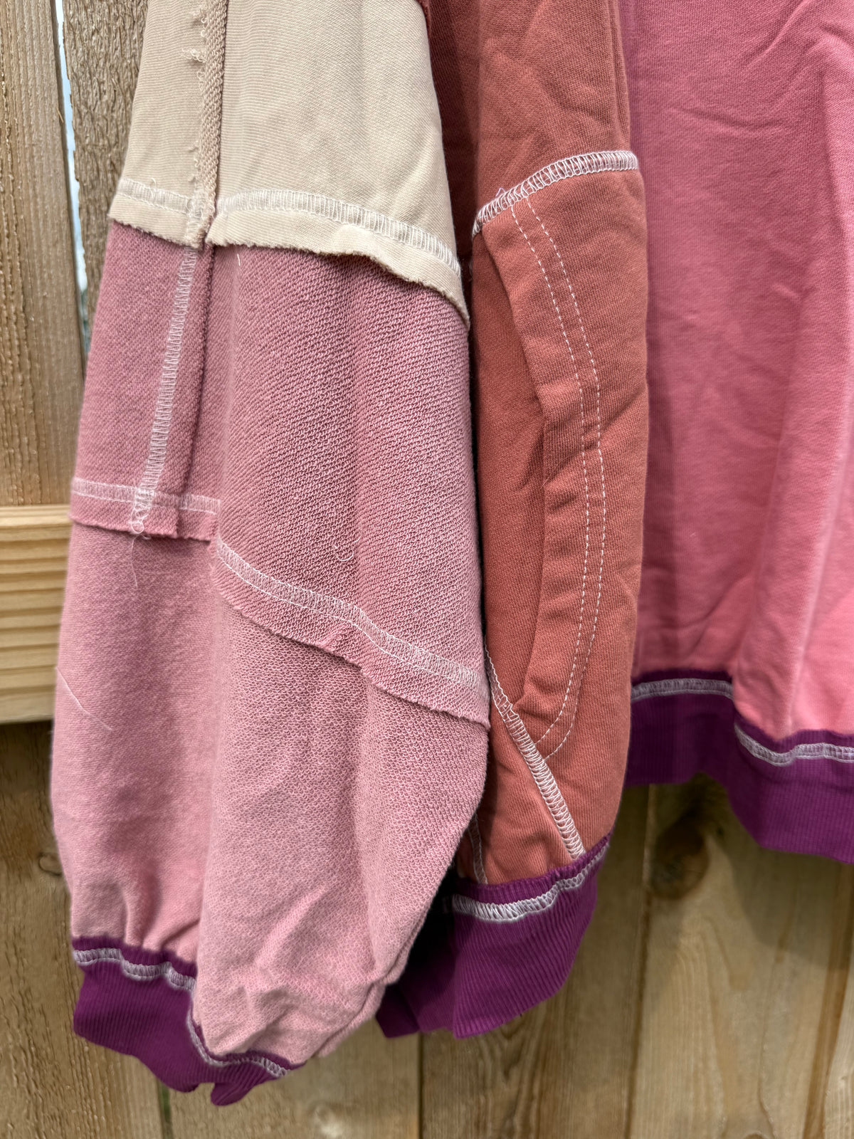 Wild Honey Colorblock Patchwork Exposed Seam Sweatshirt