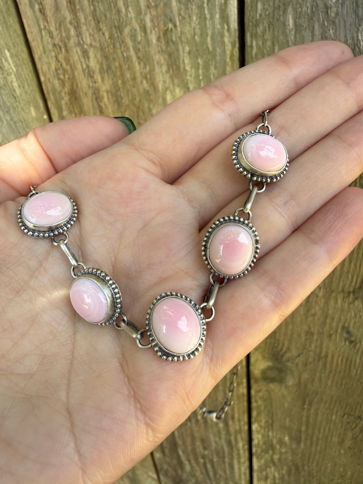 Navajo Turquoise or Pink Conch Sterling Silver Choker