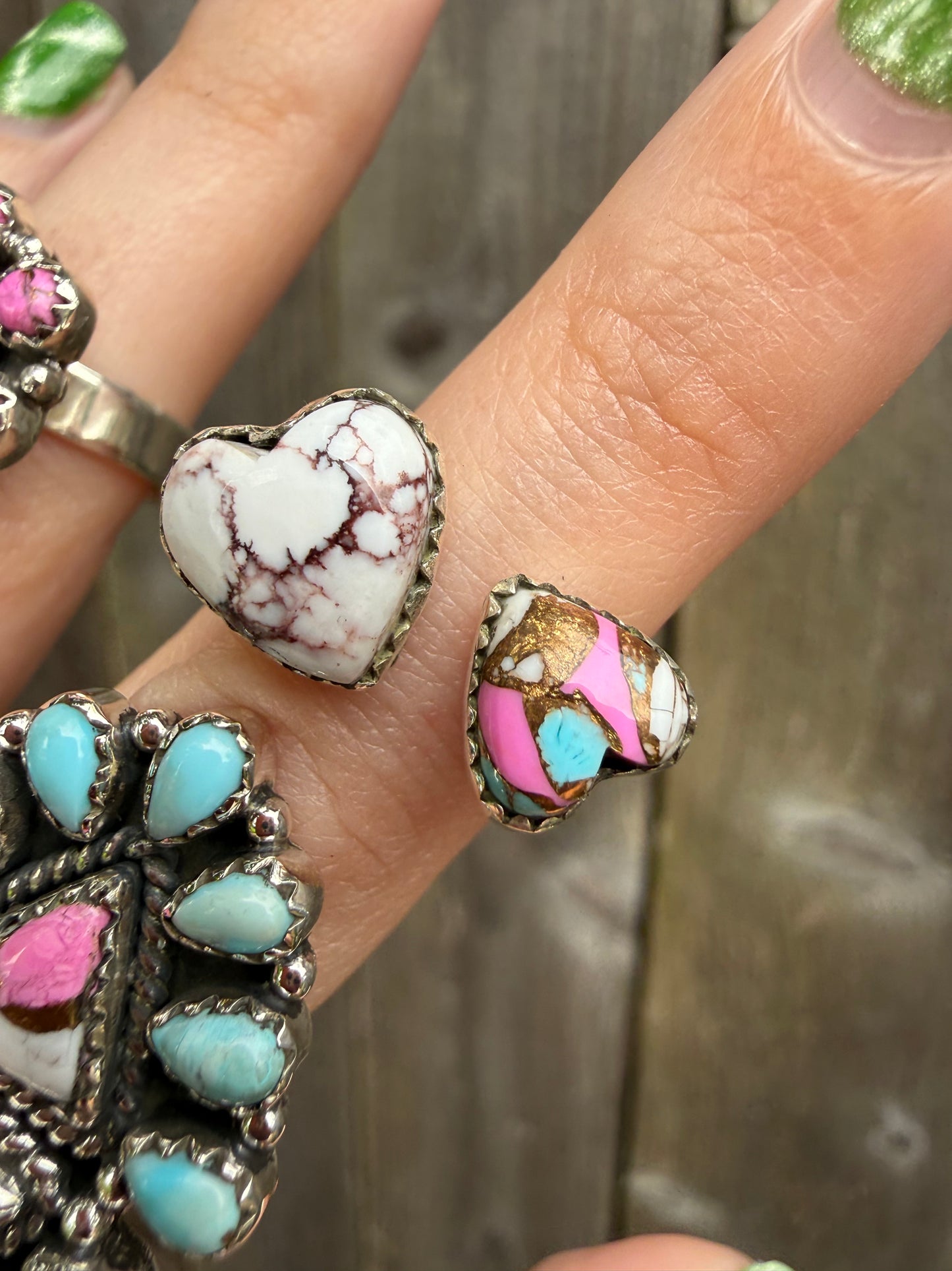 Cotton Candy Turquoise Statement Adjustable Rings