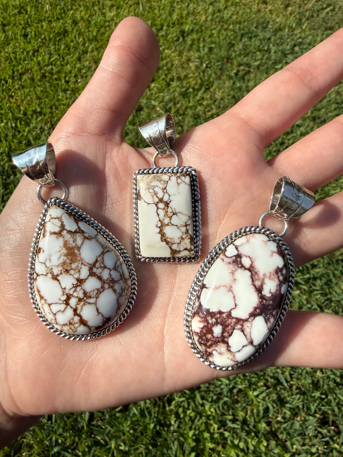 Navajo Wild Horse Big Stone Sterling Silver Pendant