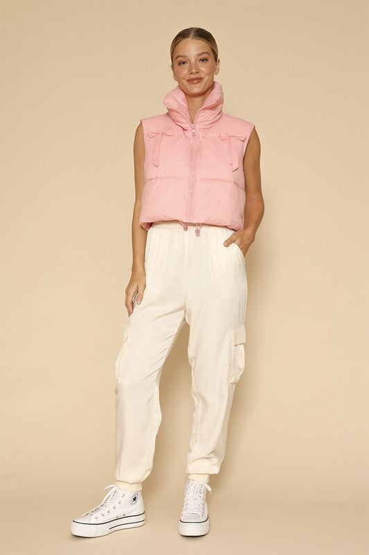 Demi Bow cropped puffer vest