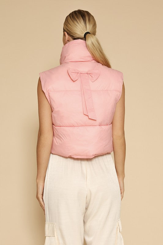 Demi Bow cropped puffer vest