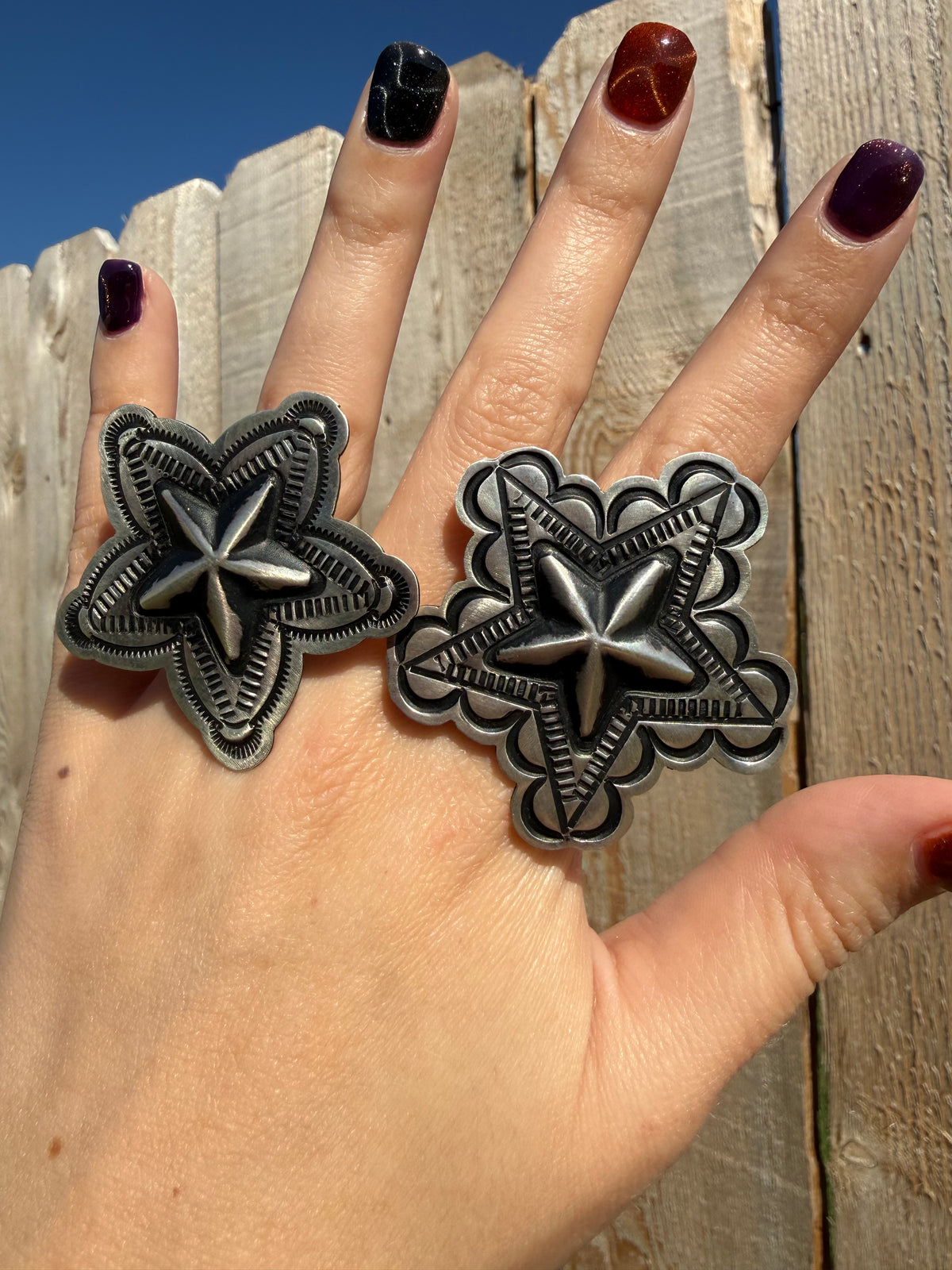 Navajo Star Concho Sterling Silver Adjustable Ring