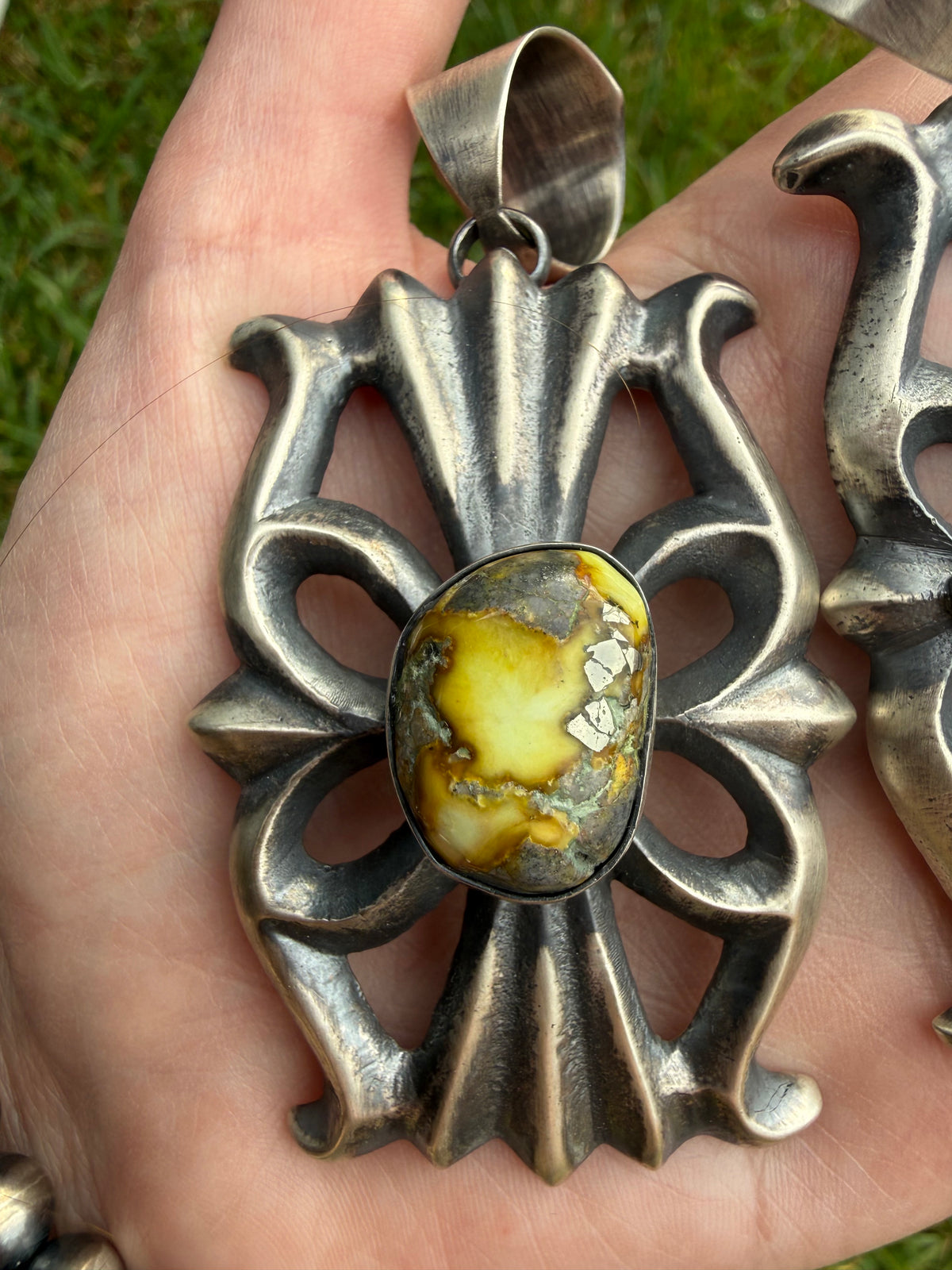 Navajo Big Statement Chimney Butte Sterling silver Ornate Pendant