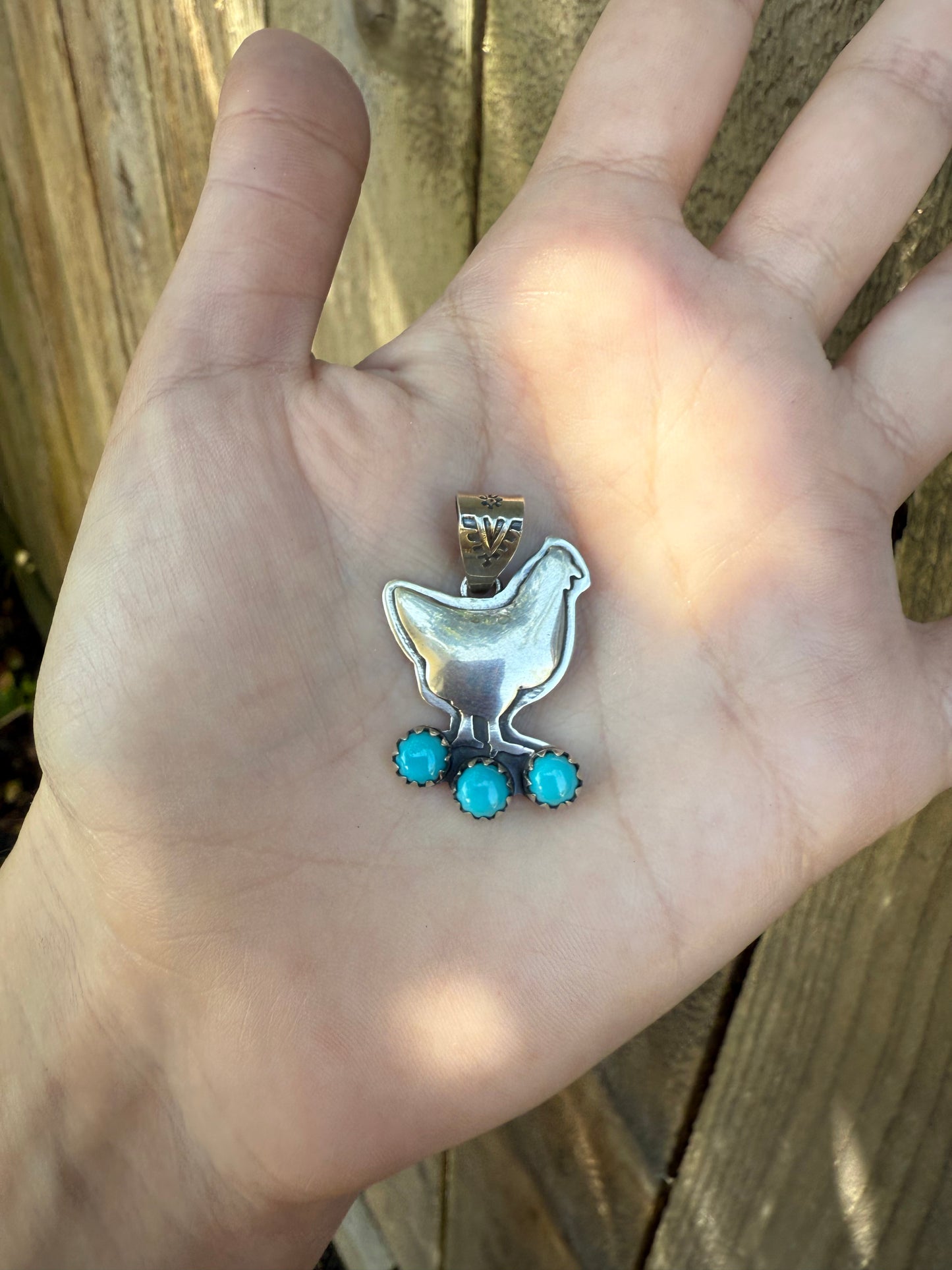 Turquoise Chicken Sterling Silver 925 Pendant