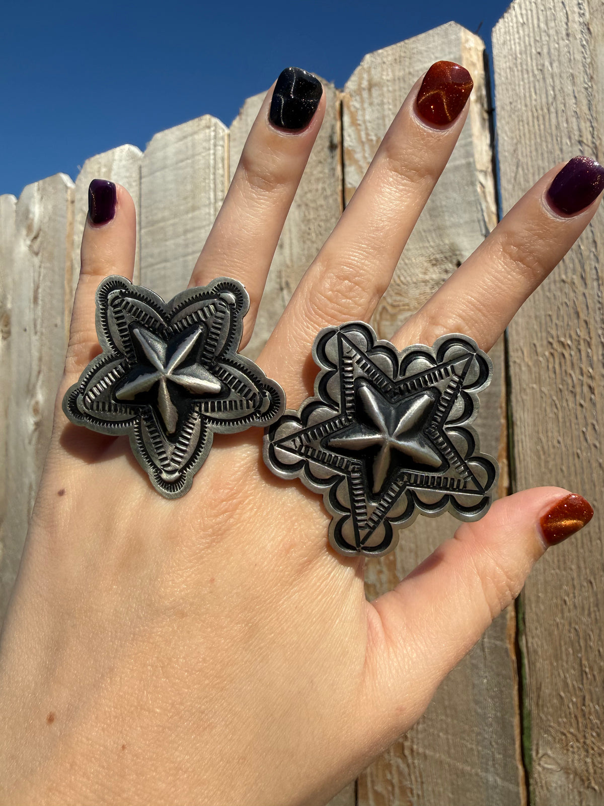 Navajo Star Concho Sterling Silver Adjustable Ring