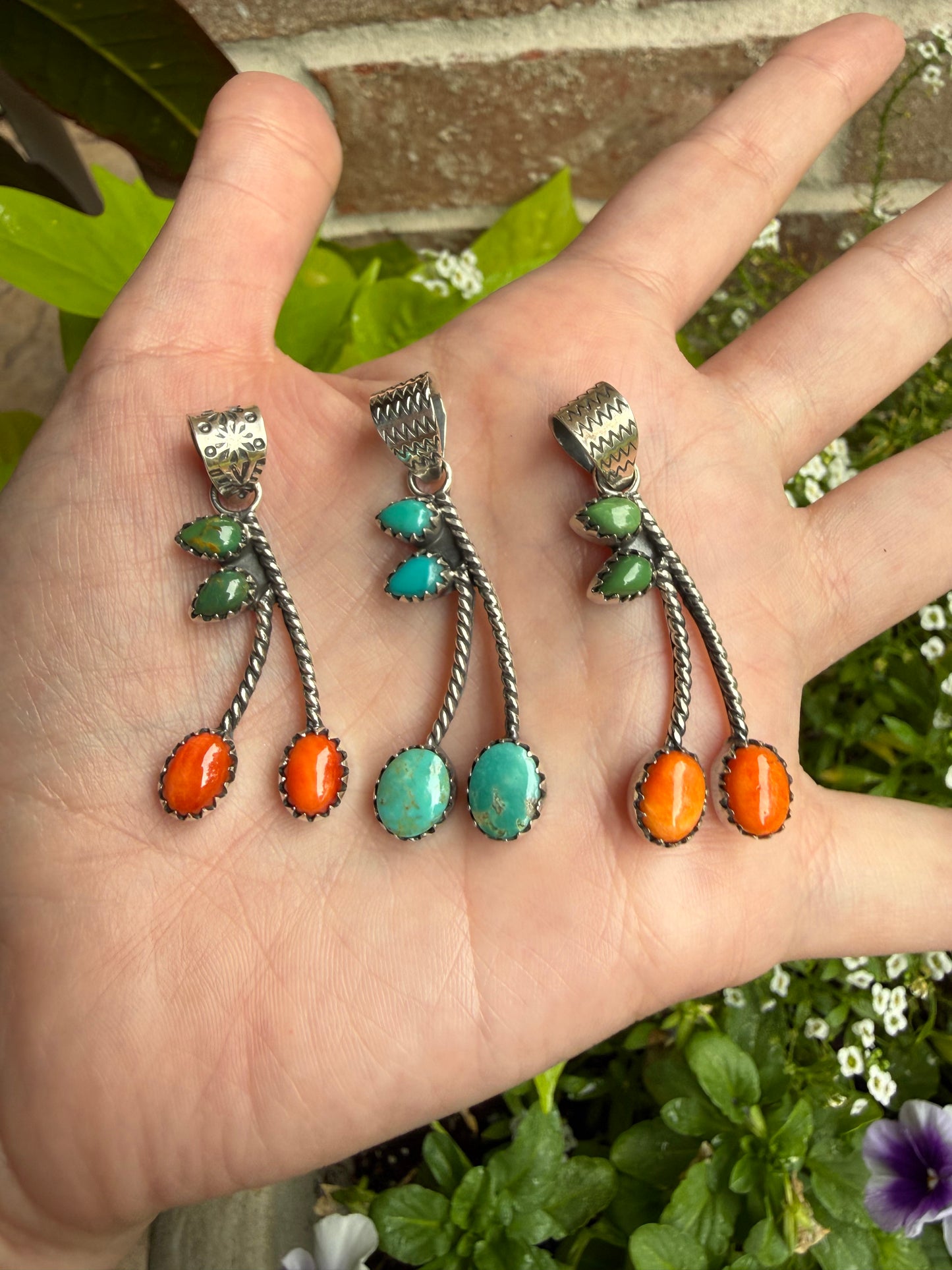 Cherry Multi Stone Sterling Silver Pendant