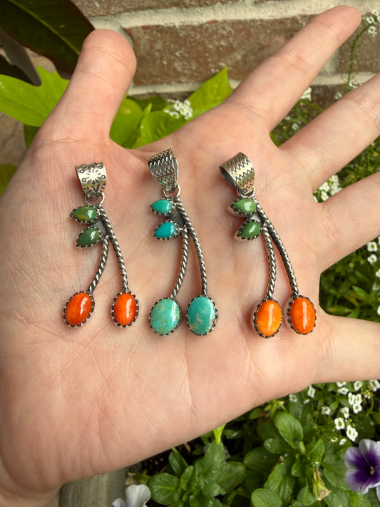 Cherry Multi Stone Sterling Silver Pendant