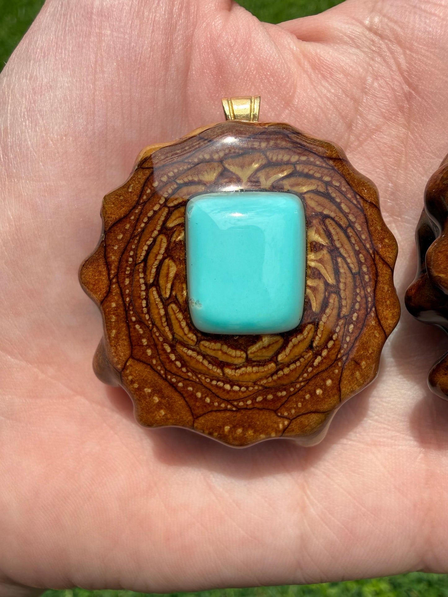 Turquoise Pinecone Pendant Necklace