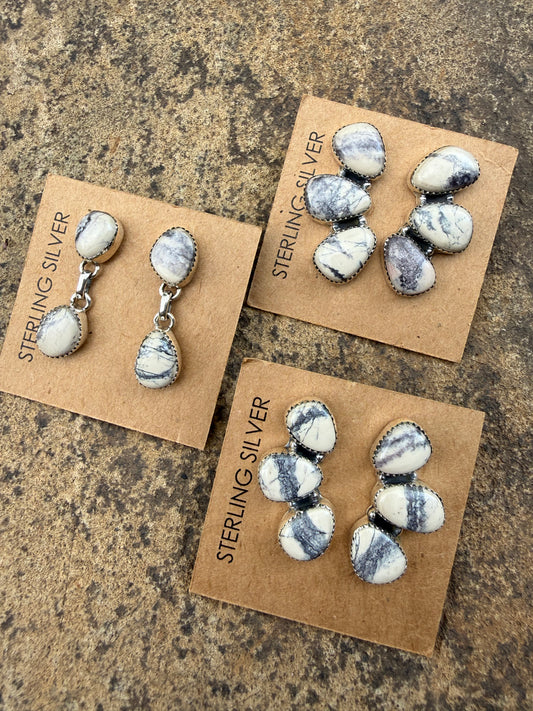 Porcelain Jasper Sterling Silver Earrings