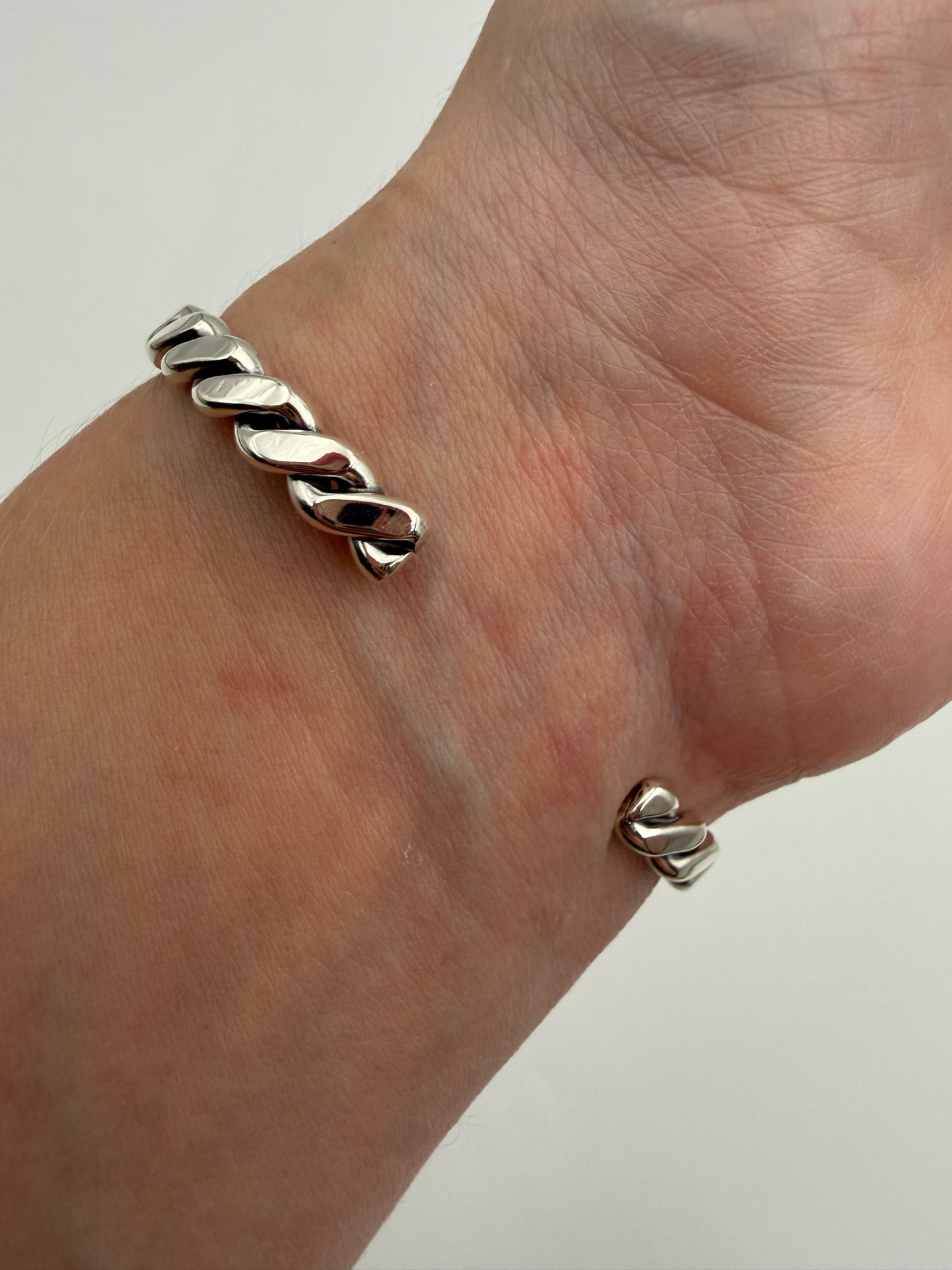 Native Turquoise Triple Stone Sterling Silver Twisted Cuff Bracelet