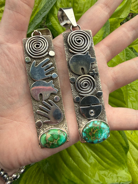 Native Turquoise Storyteller Pendant By Alex Sanchez