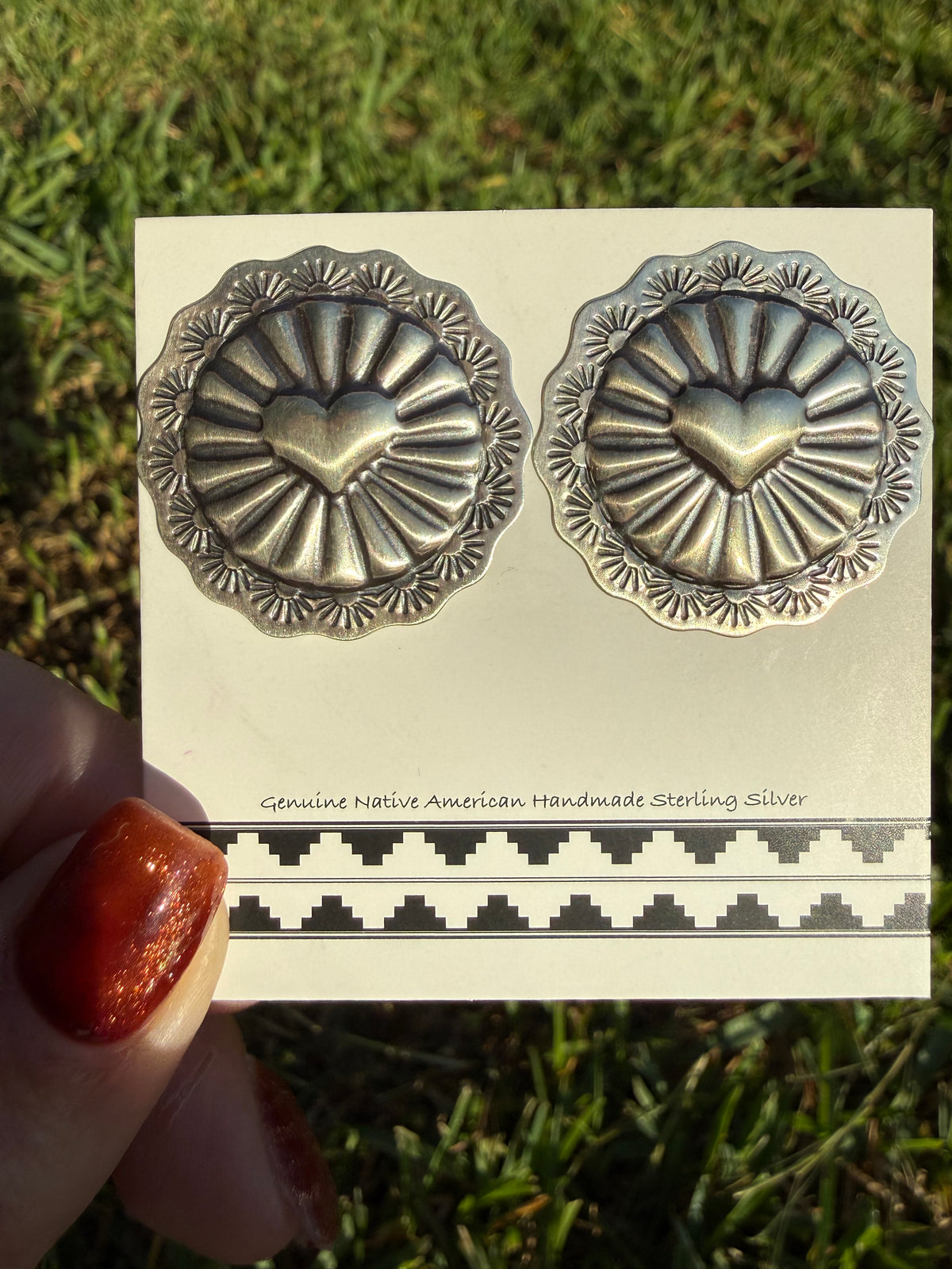Navajo Heart Single Sterling Silver Concho Stud Earrings