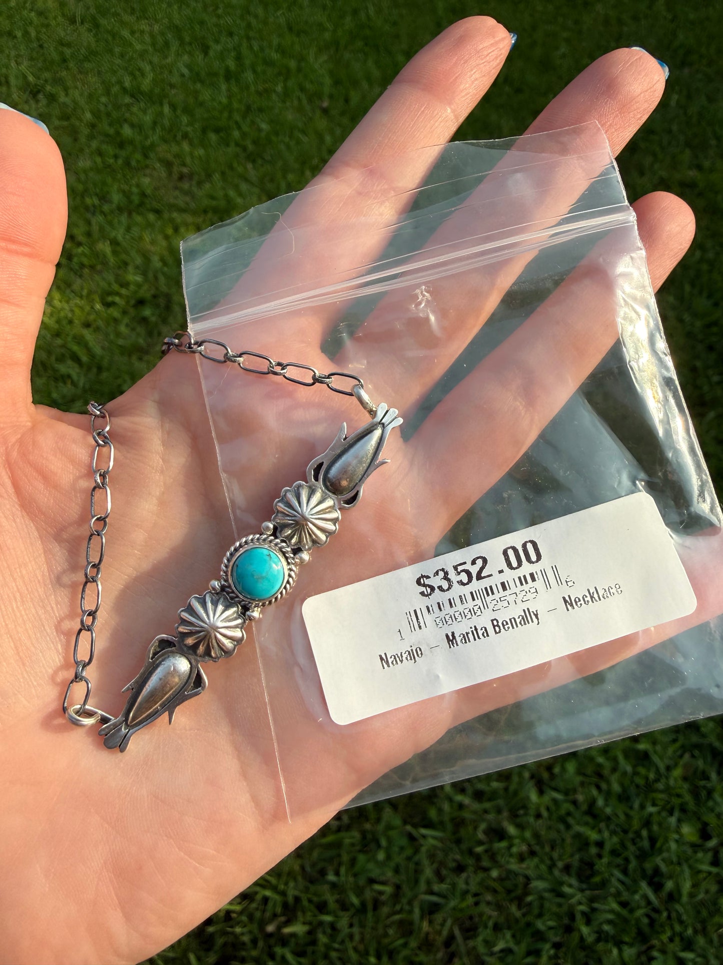 Navajo Turquoise Sterling Silver Accent Bar Necklace