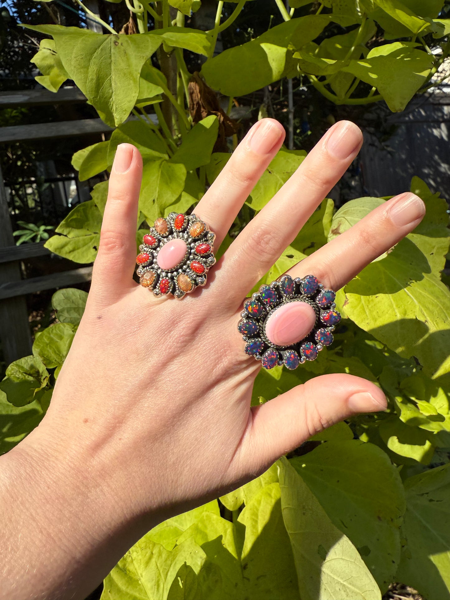 Pink Conch Statement Sterling Silver Balloon Opal Ring
