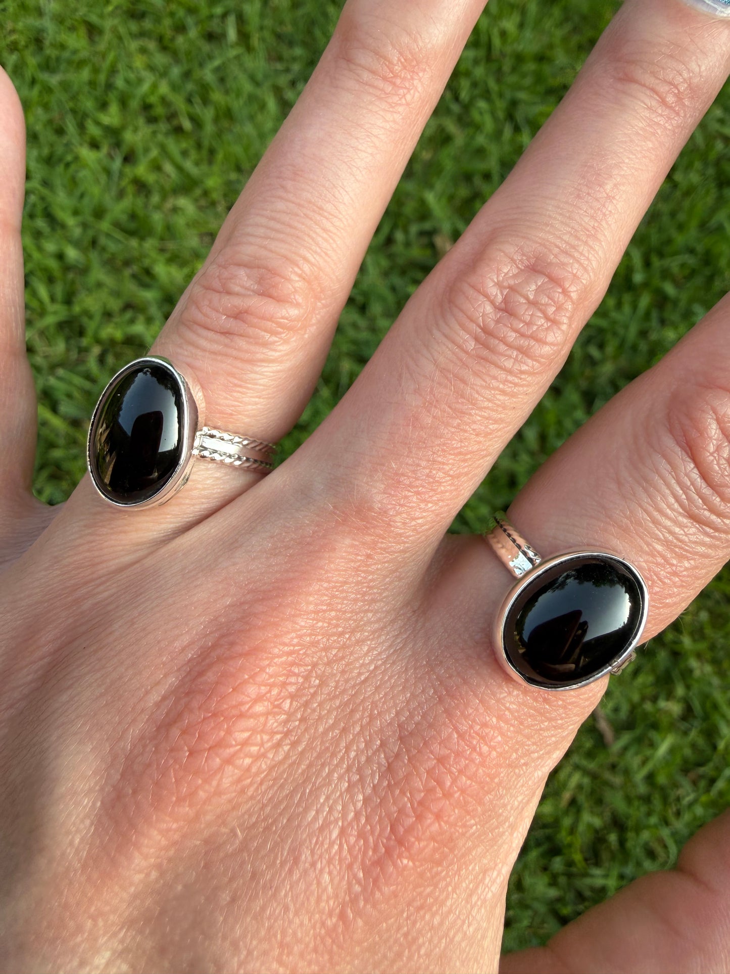Navajo Black Onyx Sterling Silver Ring