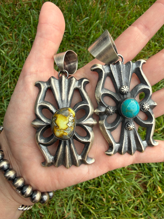 Navajo Big Statement Chimney Butte Sterling silver Ornate Pendant