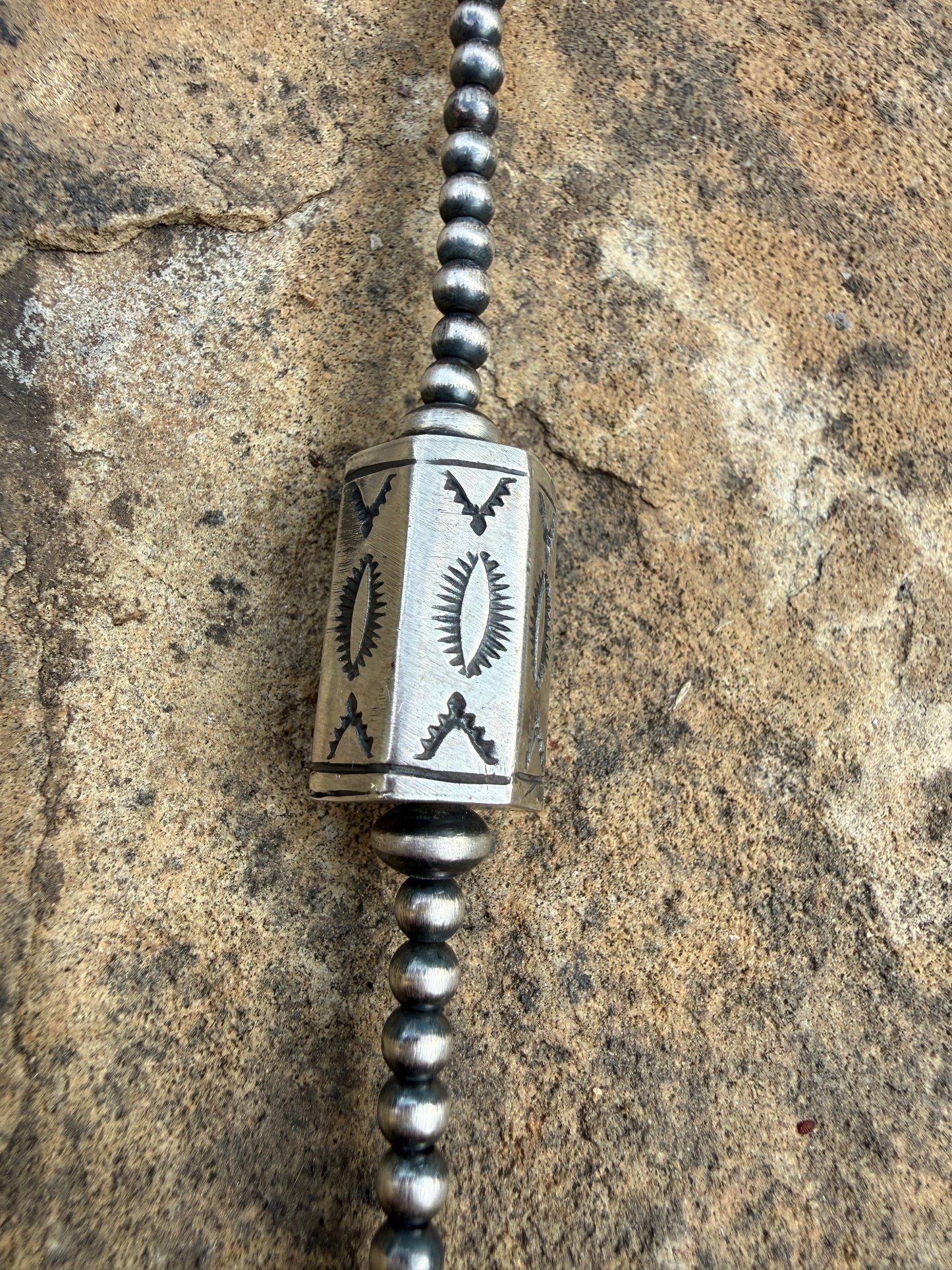 Native Sterling Silver Pearl 30 Inch Necklace by Sharon Cooley