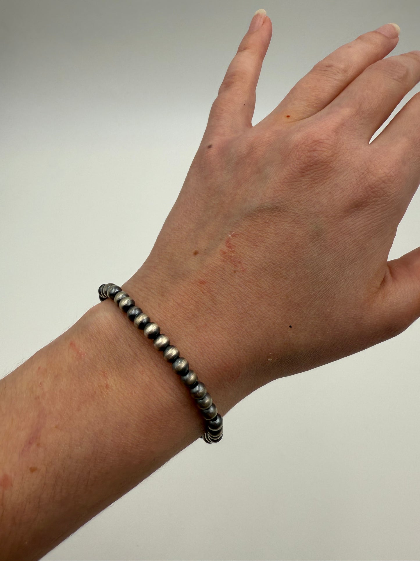 5MM Desert Pearl Sterling Silver 925 Stretch Bracelet