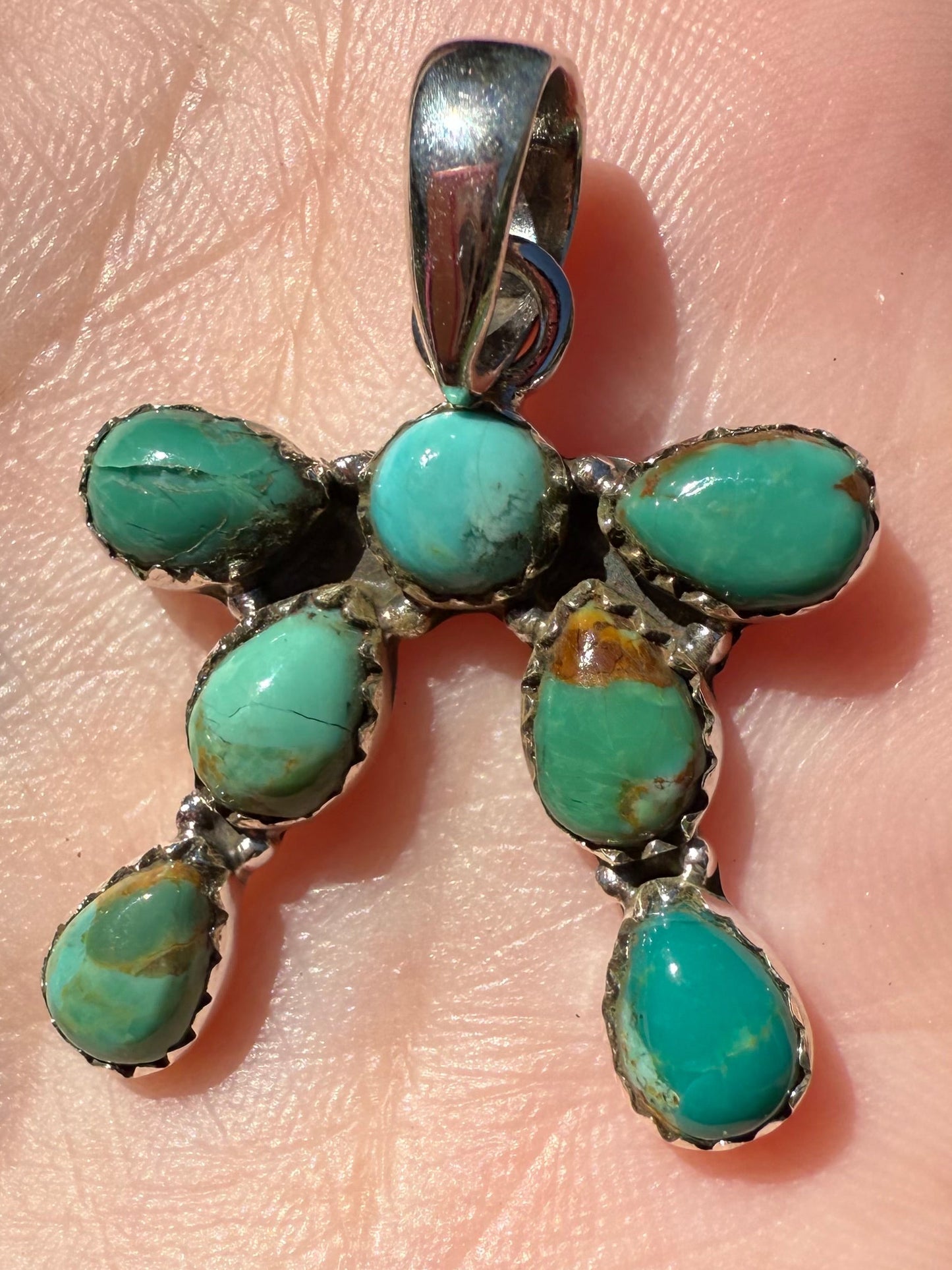 Bow Turquoise and Cotton Candy Sterling Silver Bow Pendant