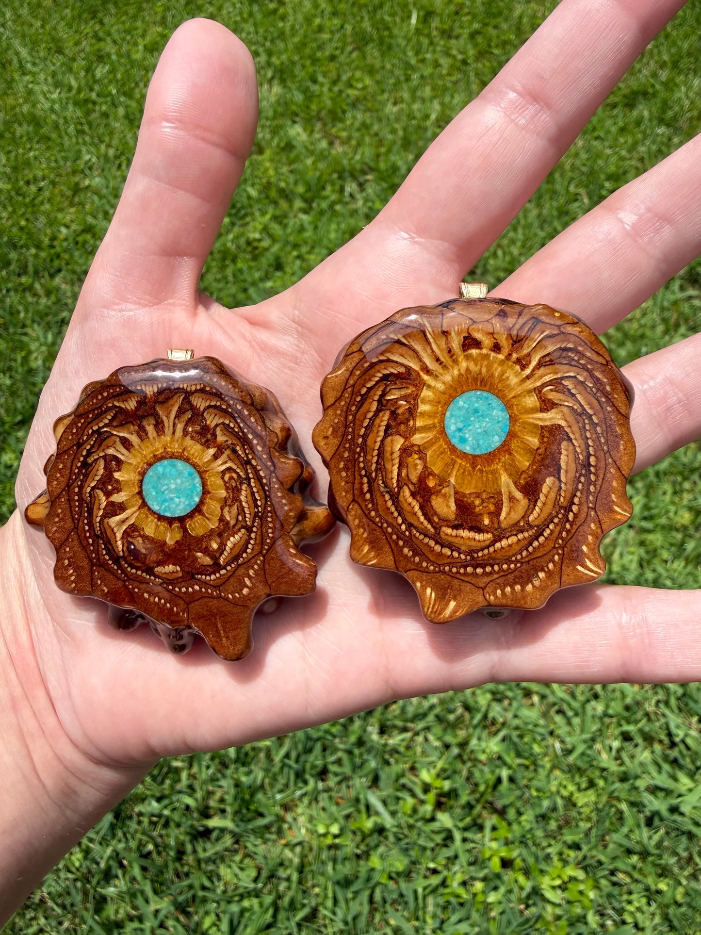 Crushed Turquoise (Glows In The Dark) Pinecone Pendant Necklace