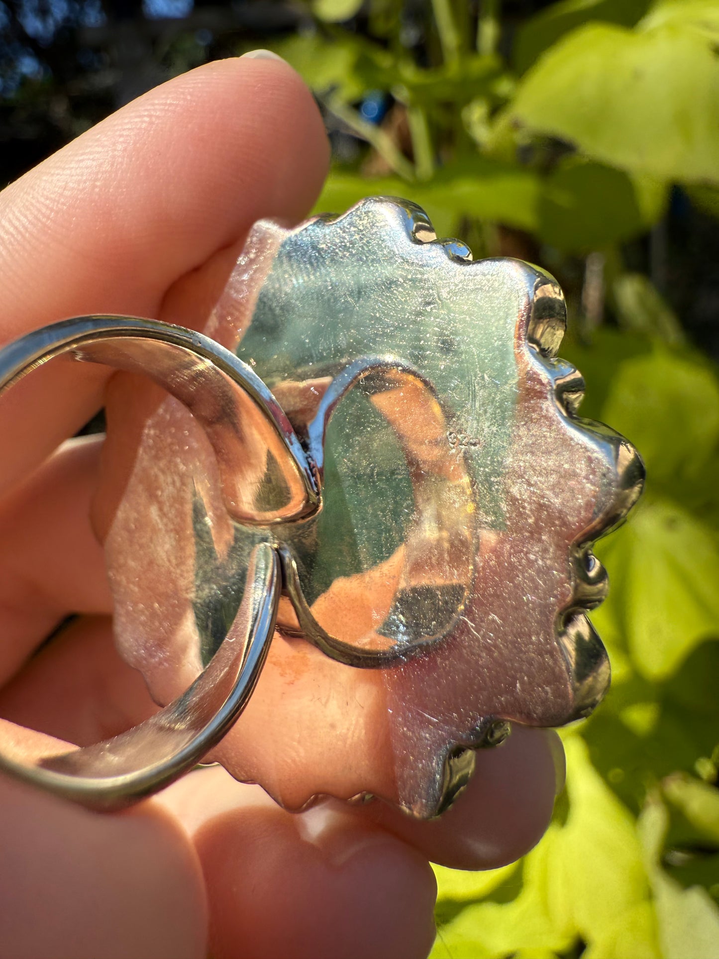 Pink Conch Statement Sterling Silver Balloon Opal Ring