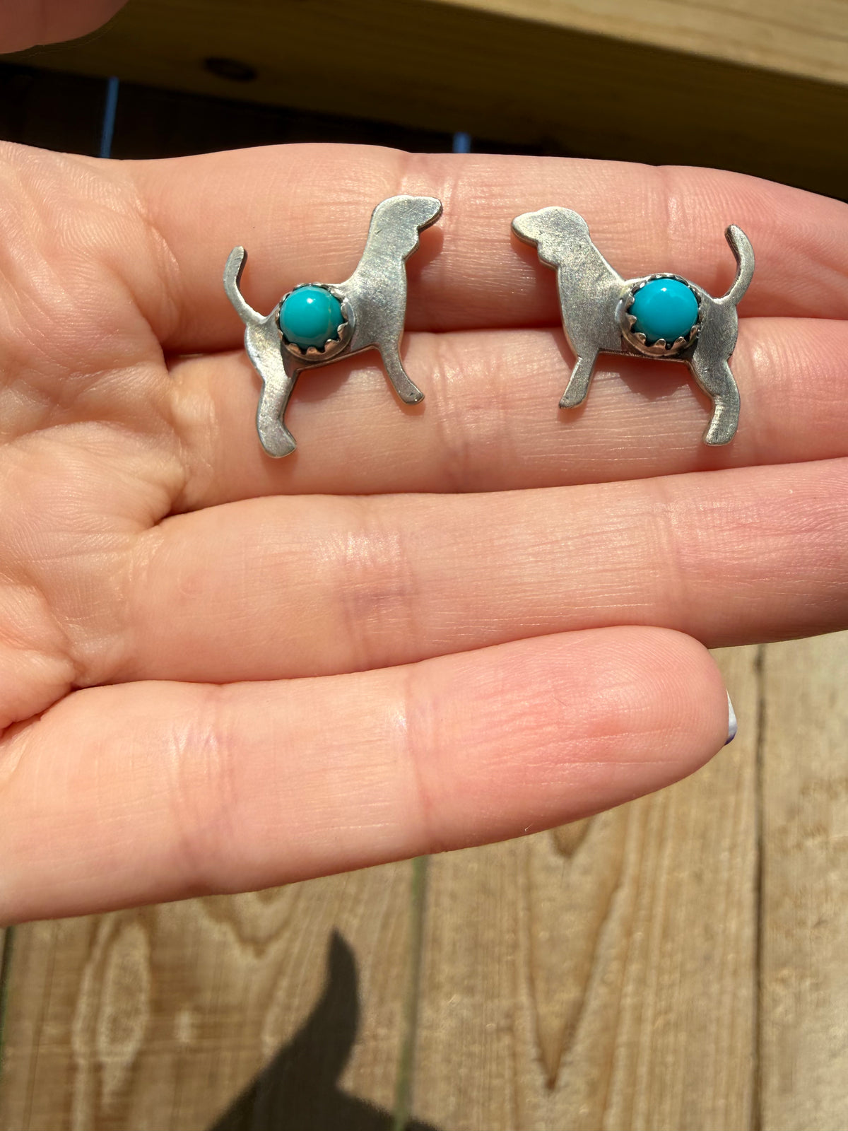 Turquoise Sterling Silver Puppy Dog Stud Earrings