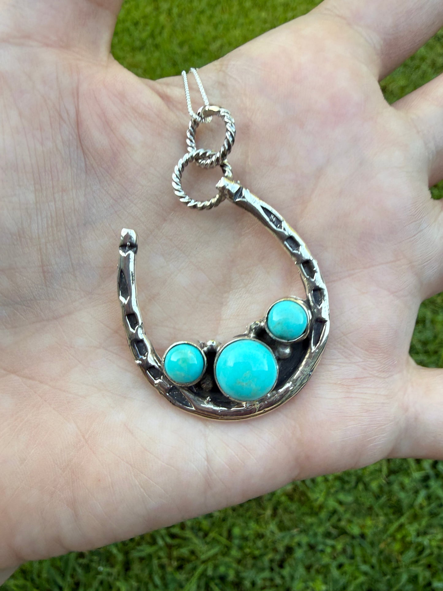 Navajo Turquoise Sideways Hanging Horseshoe