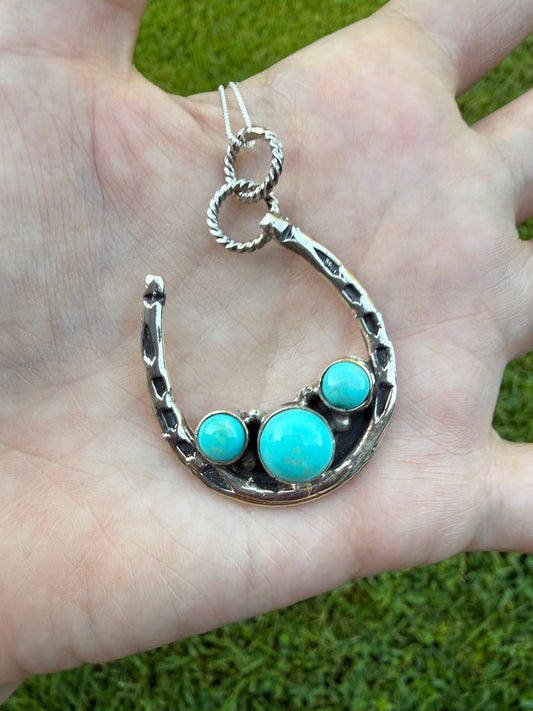 Navajo Turquoise Sideways Hanging Horseshoe