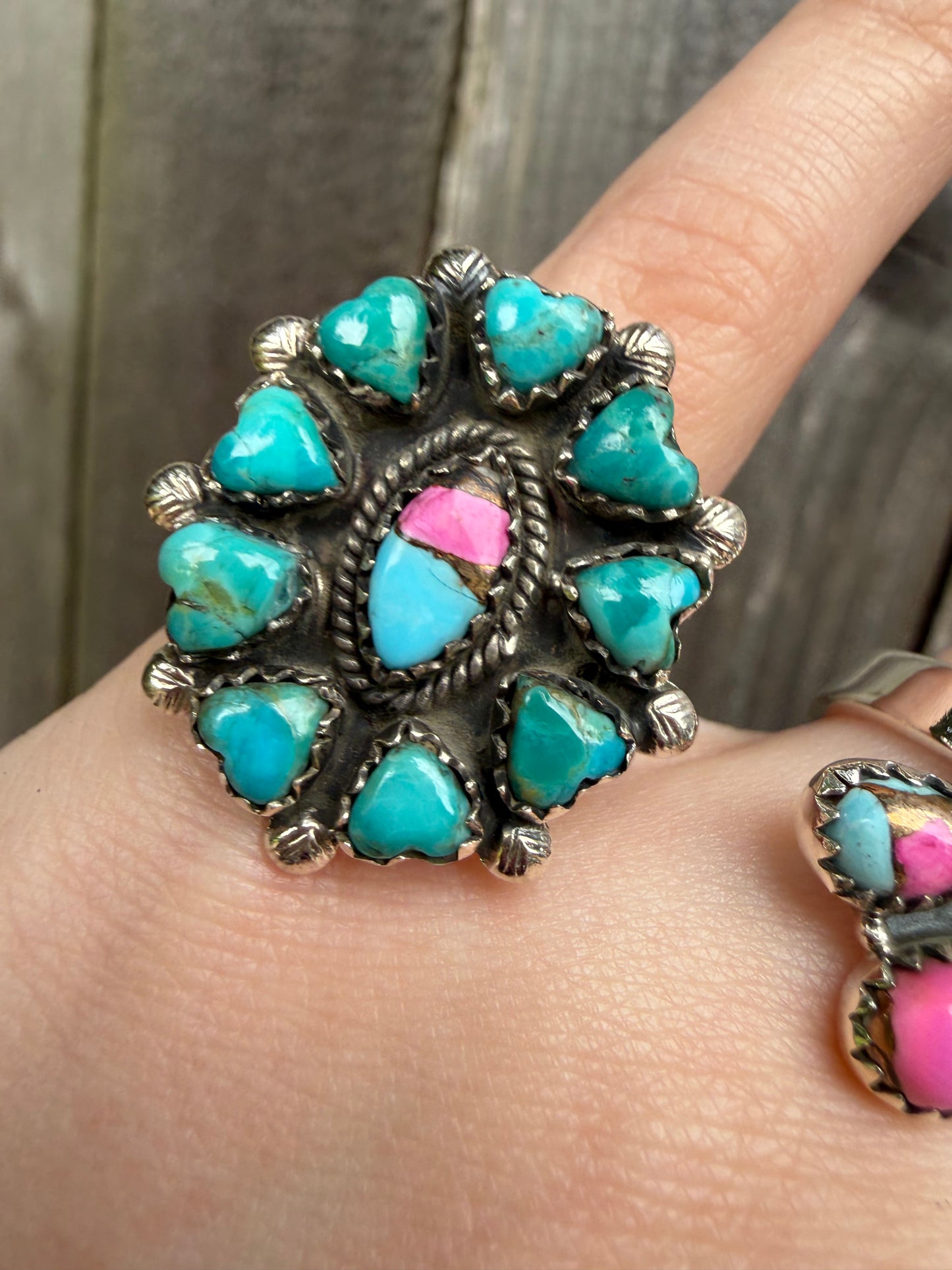Cotton Candy Turquoise Statement Adjustable Rings