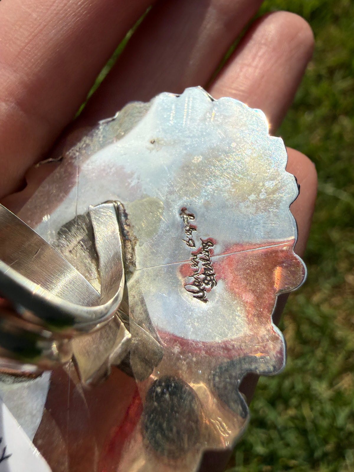 Navajo White Buffalo and Turquoise Big Statement Adjustable Sterling Silver Ring