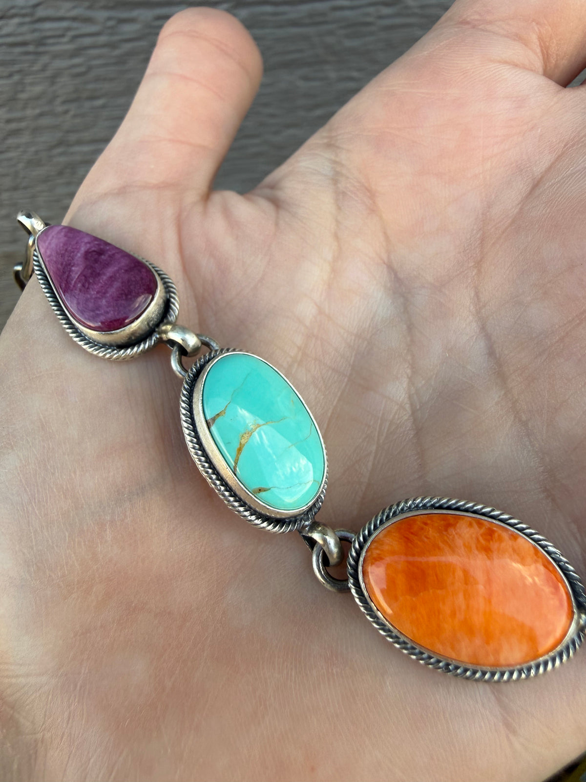 Navajo Multi 7 Stone Choker Sterling Silver Necklace