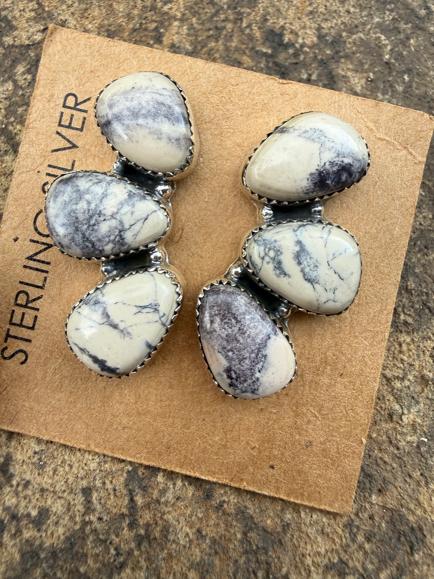 Porcelain Jasper Sterling Silver Earrings