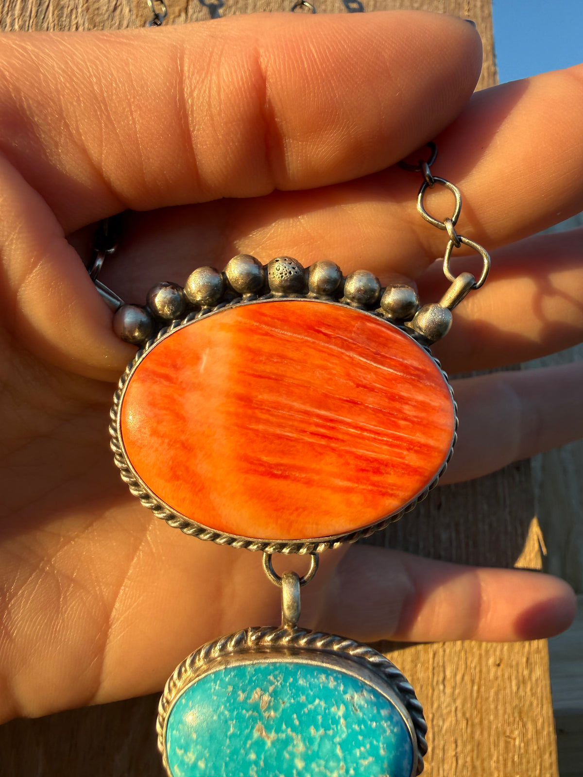 Navajo Multi Stone Big Lariat Sterling Silver Handmade Necklace By Vicky Hicks