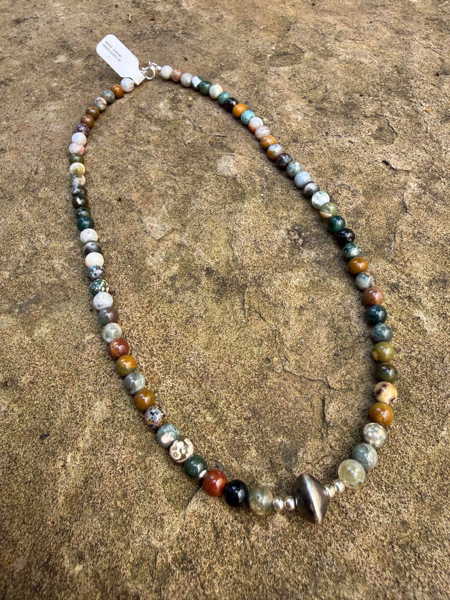 Ocean Jasper and Desert Pearl Sterling Silver Necklace