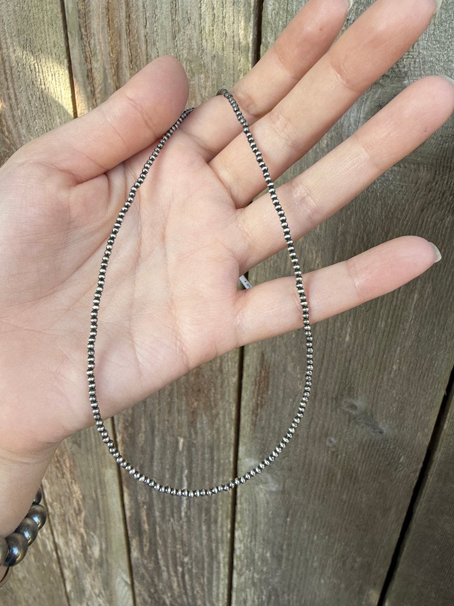 2 MM 18-20 Inch Sterling Silver Desert Pearl Necklace