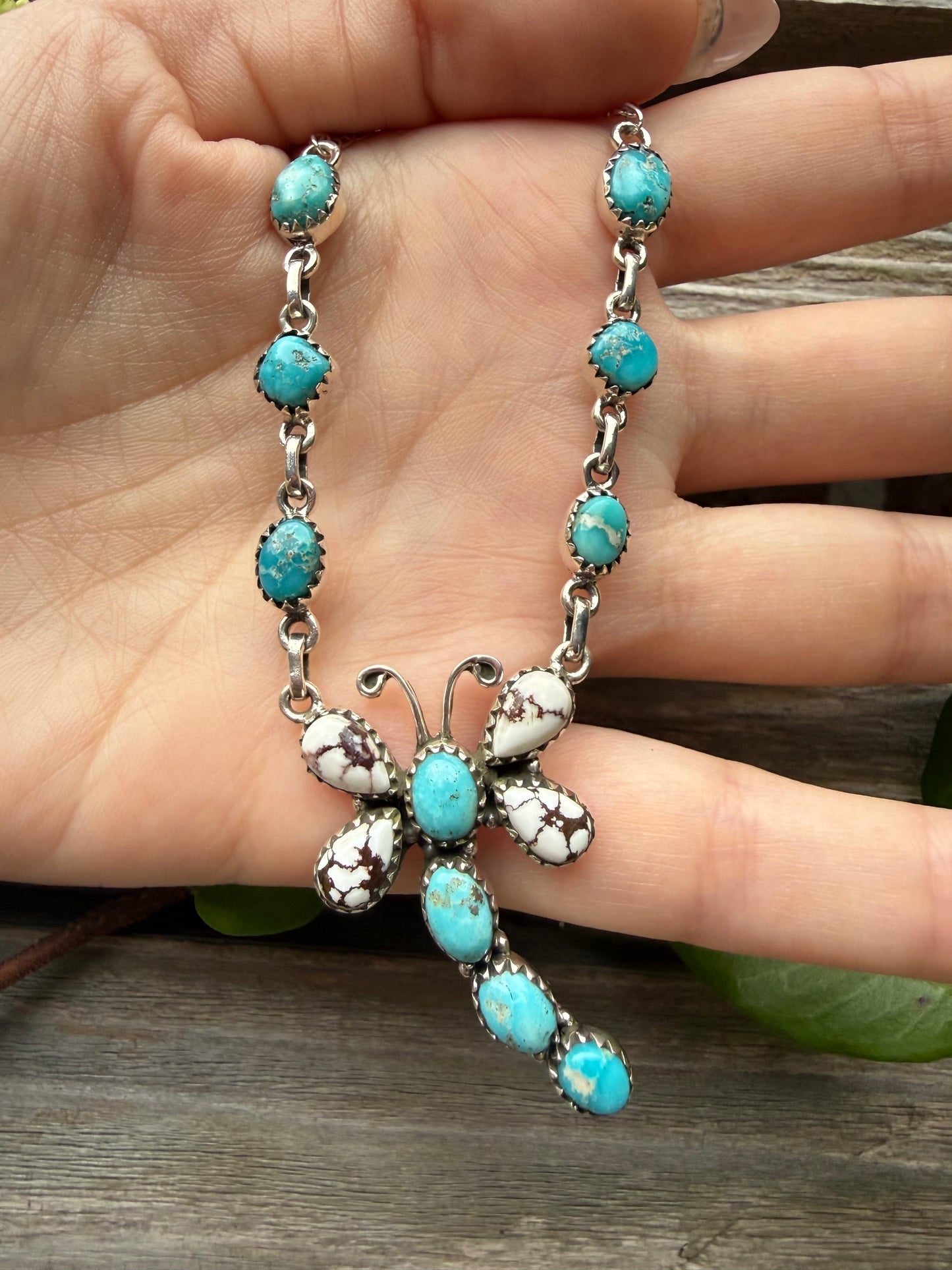 Whitewater Turquoise and Wild Horse Statement Sterling Silver Necklace