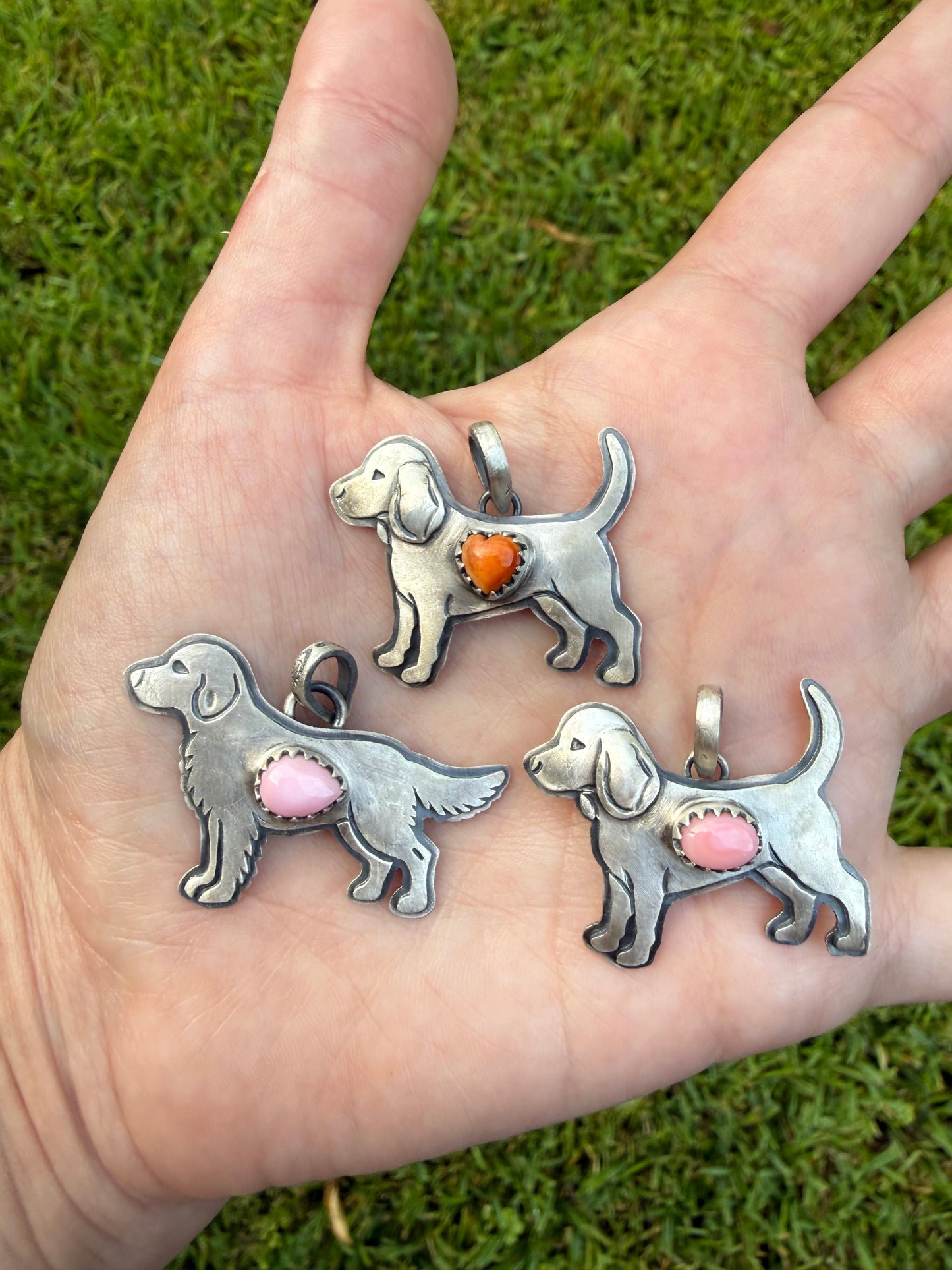 Golden Retriever or Beagle Dog Sterling Silver Handmade Pendant