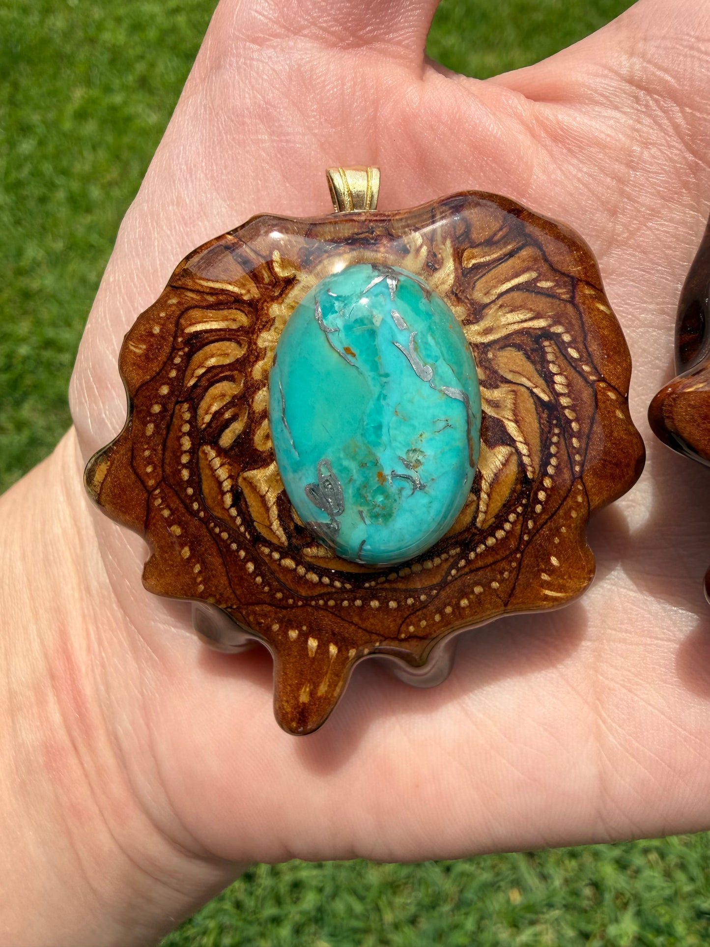 Blue Mohave Turquoise Pinecone Pendant