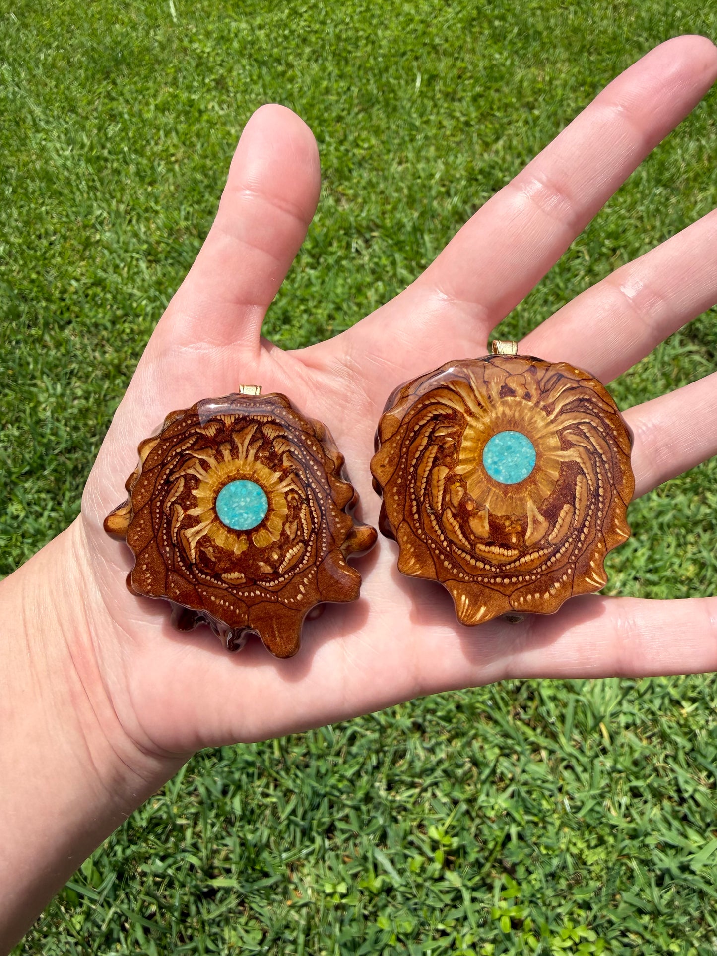 Crushed Turquoise (Glows In The Dark) Pinecone Pendant Necklace