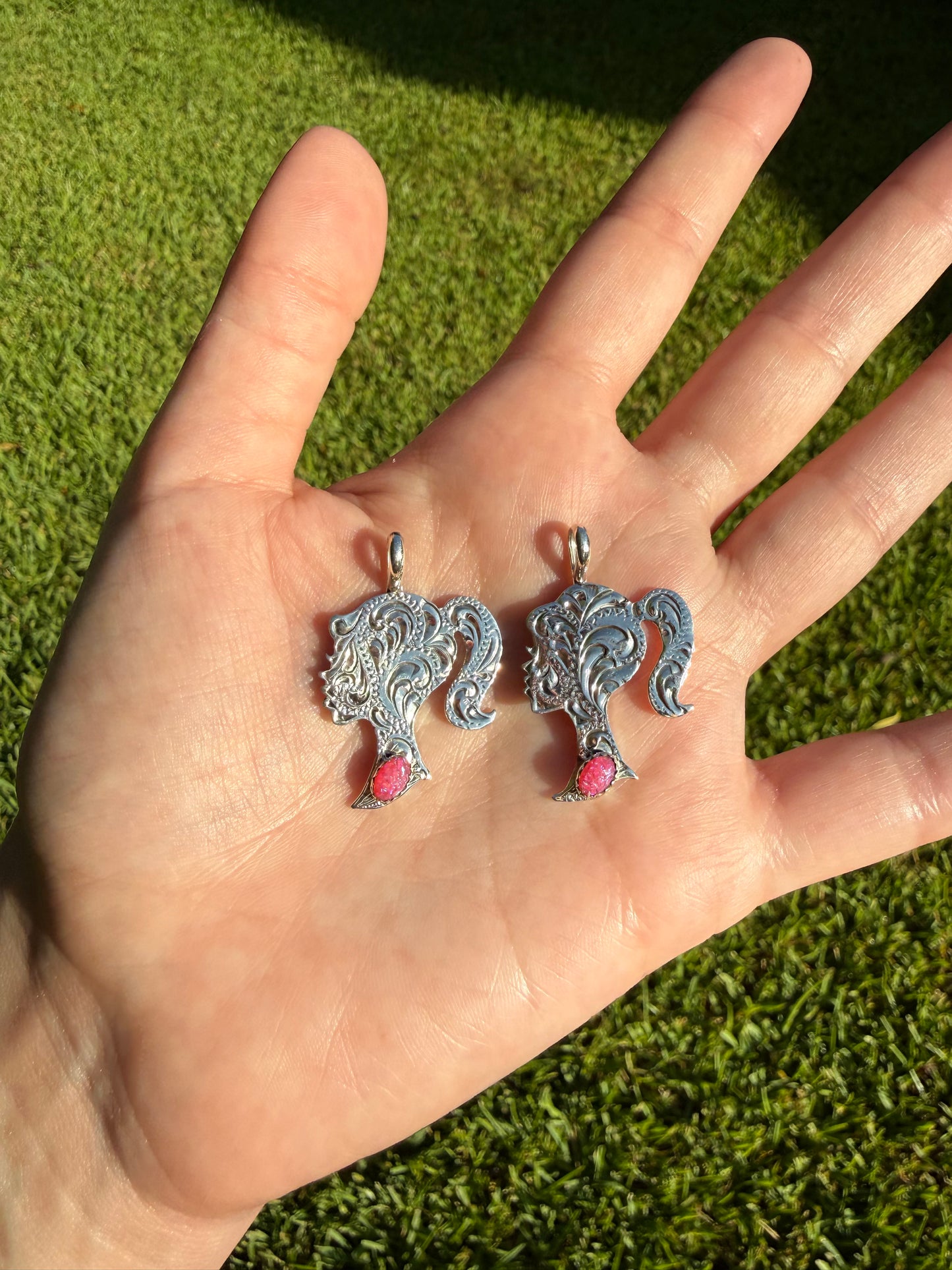 Navajo Pink Balloon Opal Sterling Silver Pendant