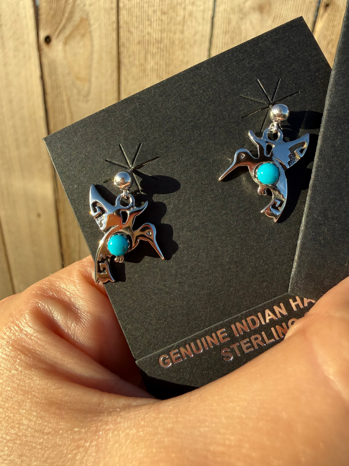Navajo Hummingbird Multi Stone Sterling Silver Earrings