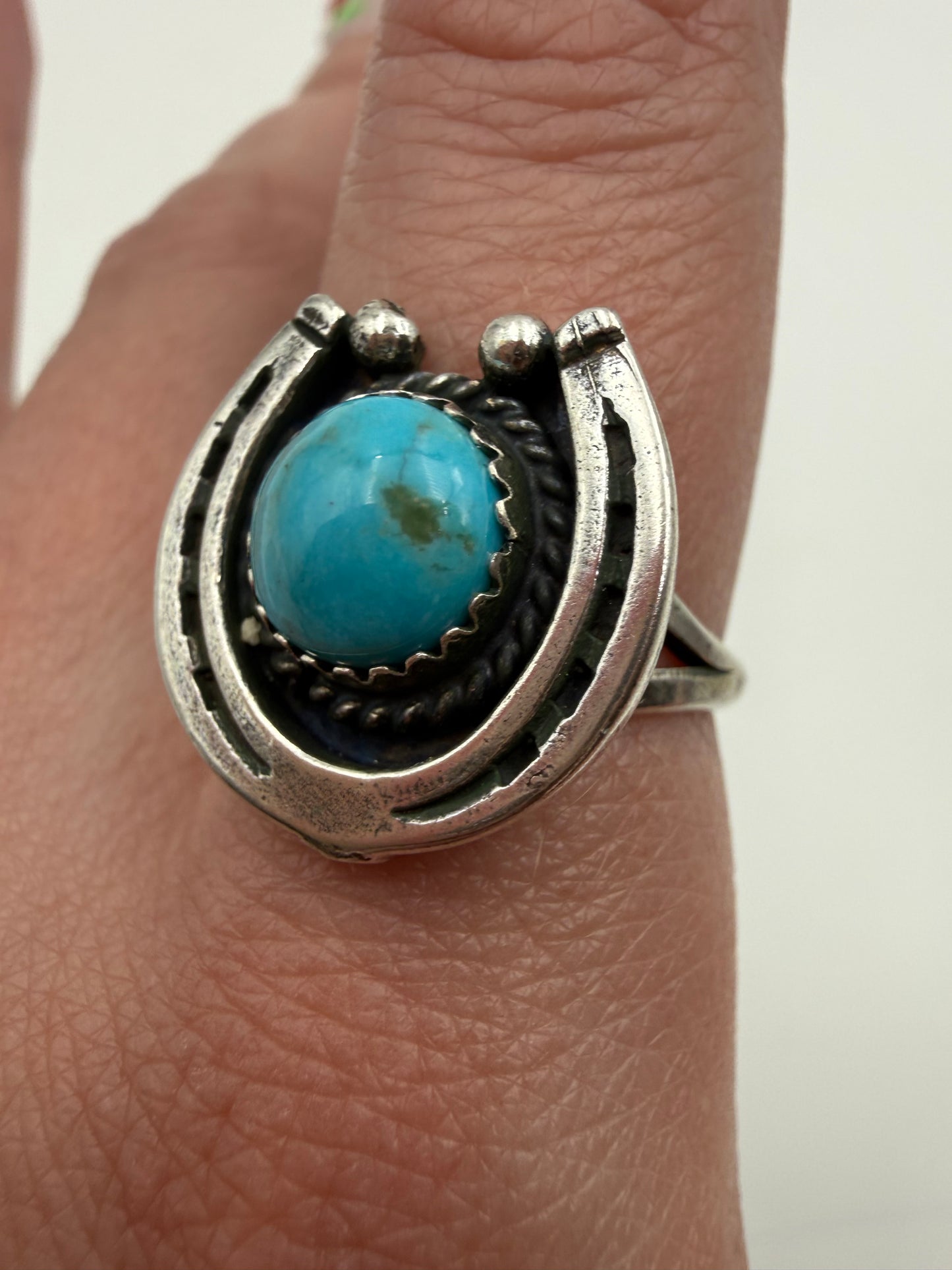 Navajo Turquoise Horseshoe Sterling Silver Ring