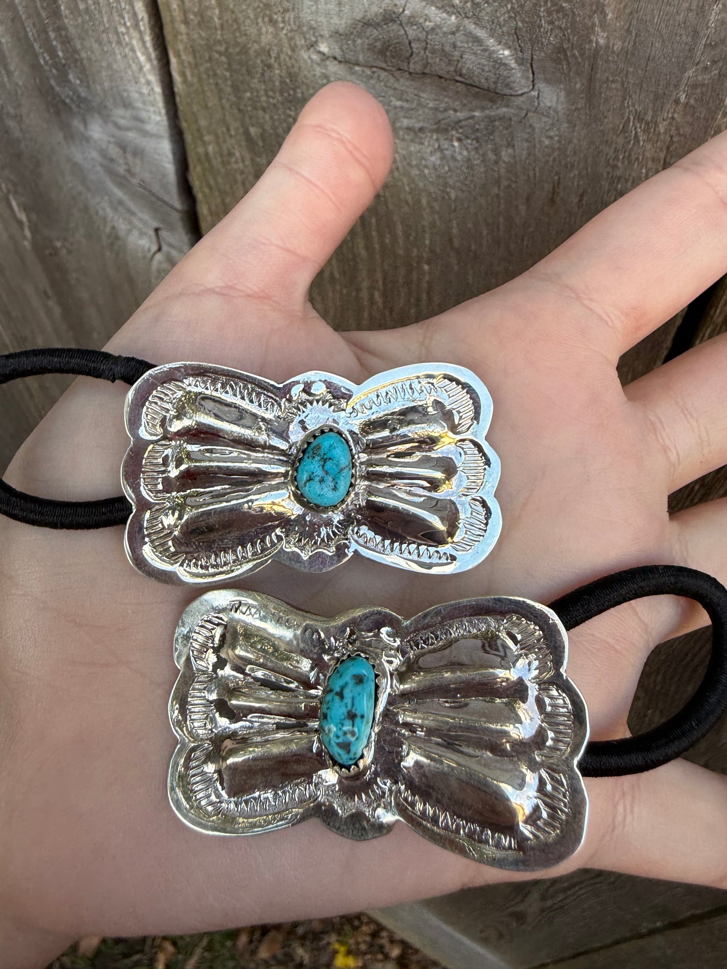 Navajo Turquoise Accent Bow Concho Hair Tie