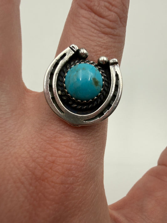 Navajo Turquoise Horseshoe Sterling Silver Ring