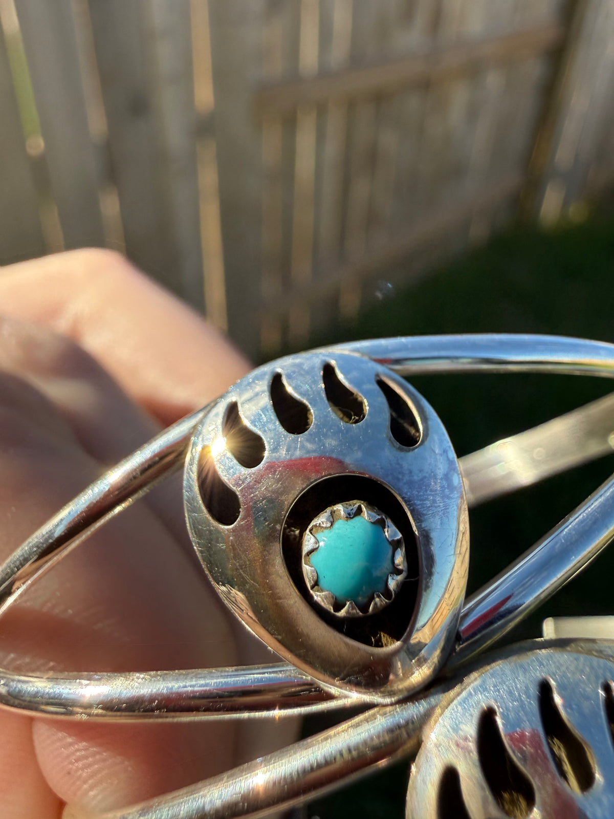 Navajo Turquoise, Orange Spiny or Coral Bear Paw Sterling Silver Handmade Cuff Bracelet
